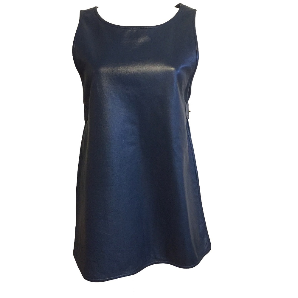 Vintage Bonnie Cashin (Coach) for Sills Blue Leather Tunic Dress
